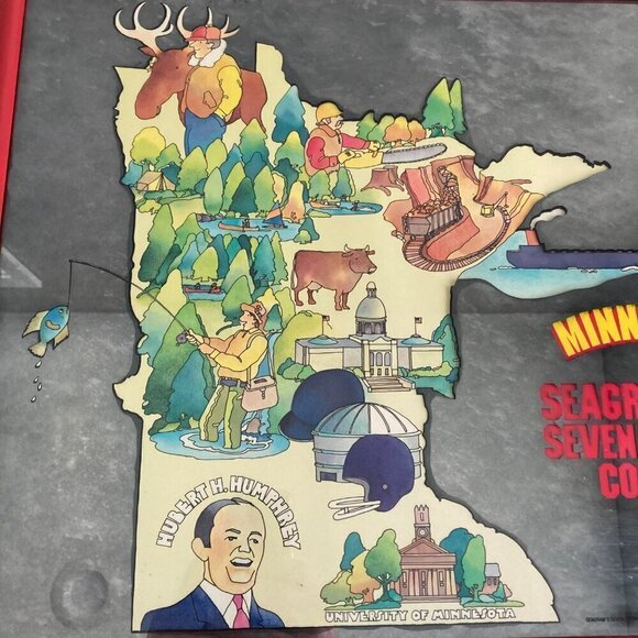 RARE Seagram's 7 Seven Crown Country Minnesota Bar Mirror Sign Vintage - Picture 5 of 9